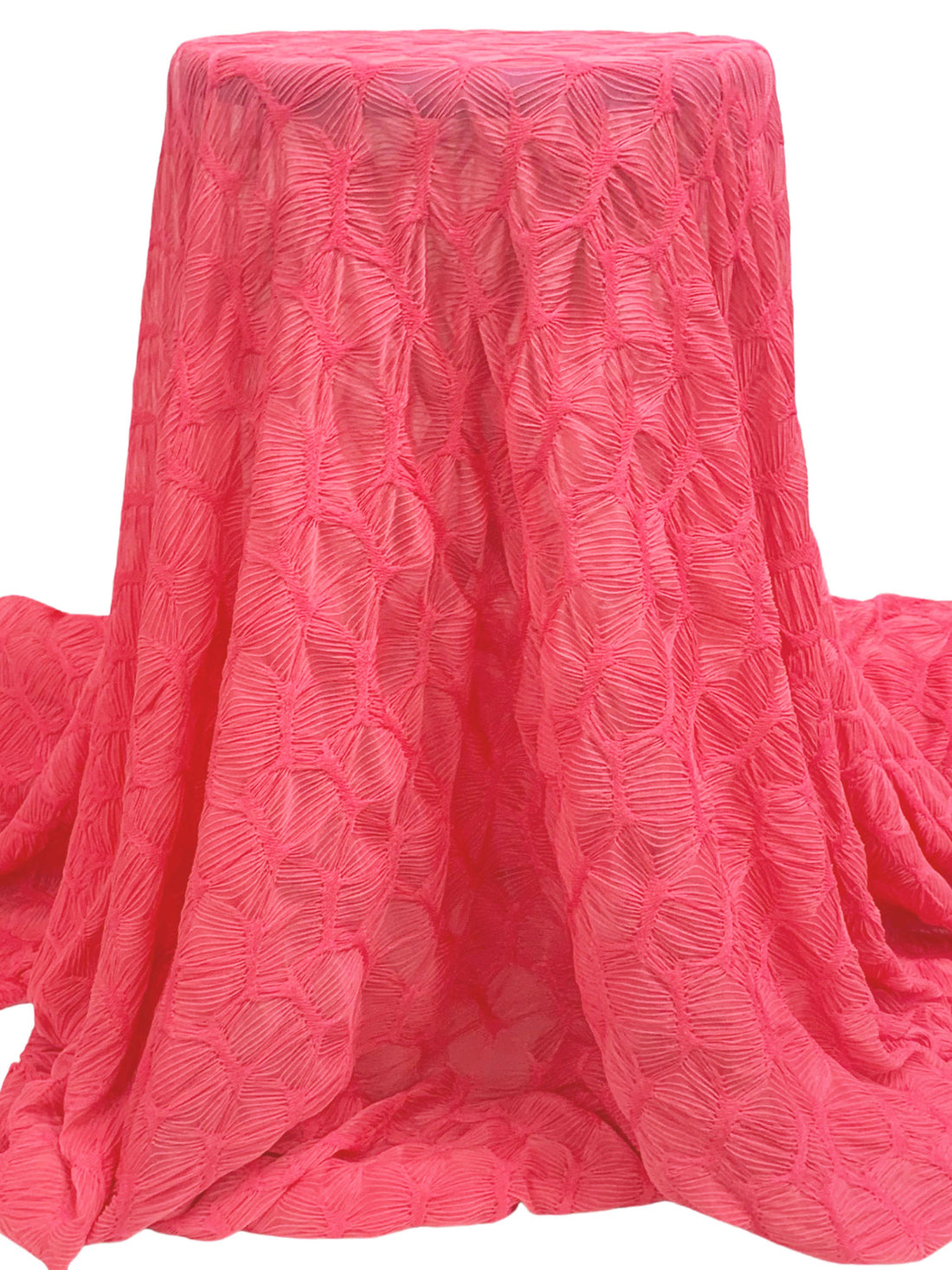 Brink Pink Polyester/Lycra Pleated Novelty Mesh Knit 56W