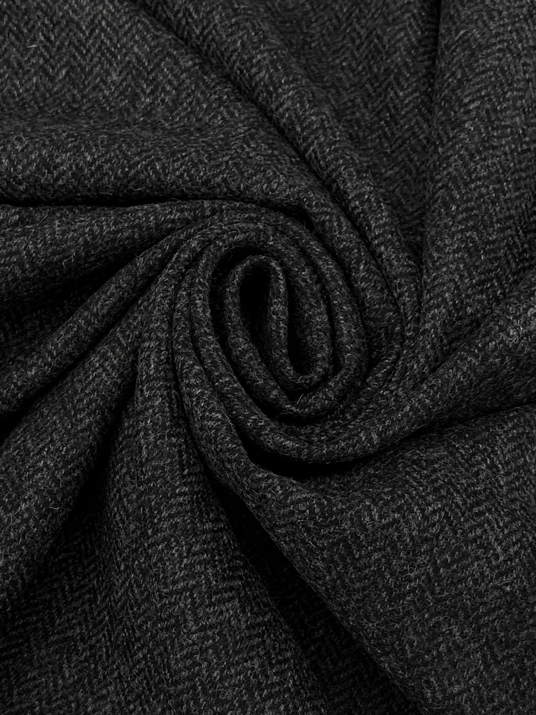 Dark Gray/Black 100% Wool Herringbone Shetland Suiting - NY Designer - 59W