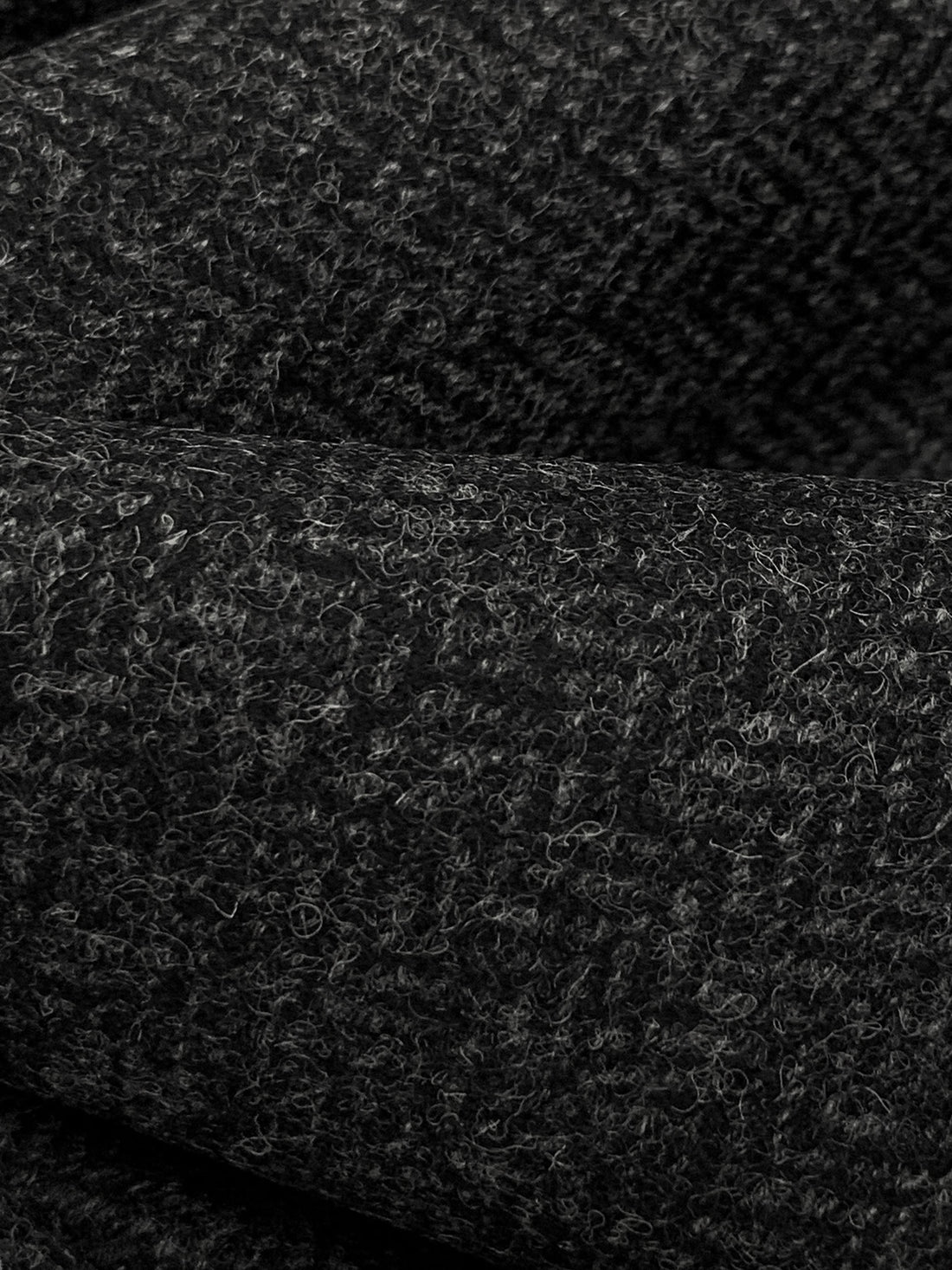 Dark Gray/Black 100% Wool Herringbone Shetland Suiting - NY Designer - 59W