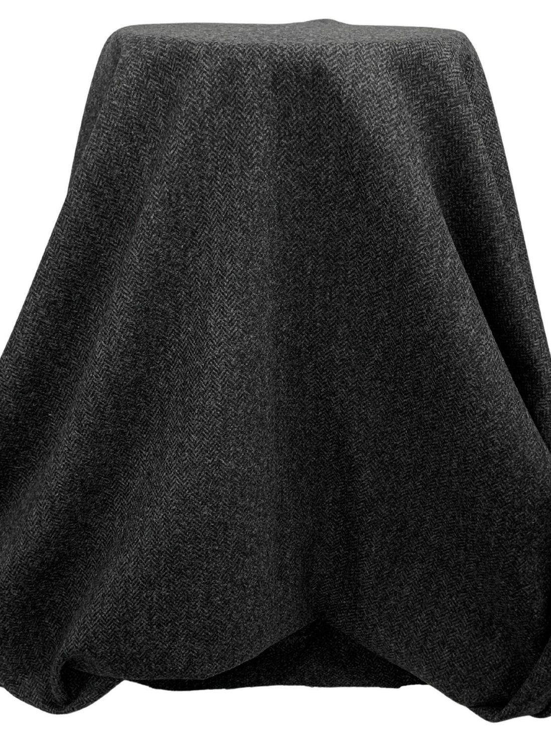 Dark Gray/Black 100% Wool Herringbone Shetland Suiting - NY Designer - 59W