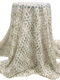 Taupe/Off-White 100% Polyester Floral Lace 52W