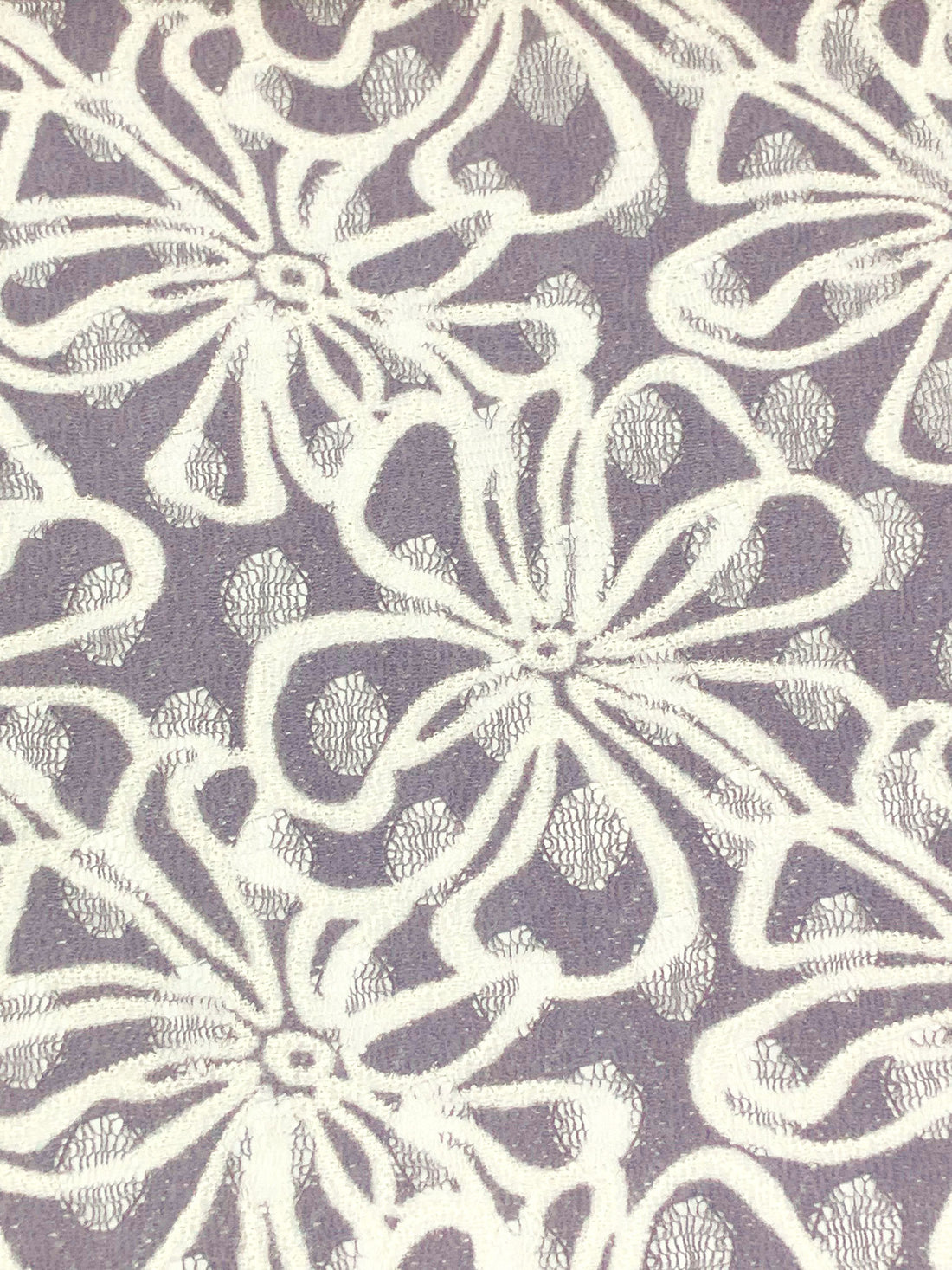Dark Lavender/Off-White 100% Polyester Floral Lace 52W