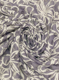 Dark Lavender/Off-White 100% Polyester Floral Lace 52W