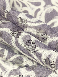 Dark Lavender/Off-White 100% Polyester Floral Lace 52W
