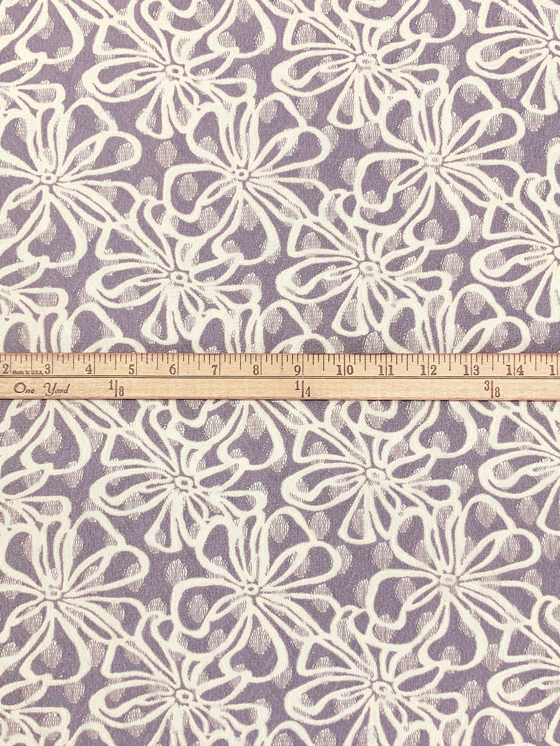 Dark Lavender/Off-White 100% Polyester Floral Lace 52W