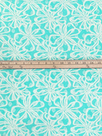 Medium Turquoise/Off-White 100% Polyester Floral Lace 52W