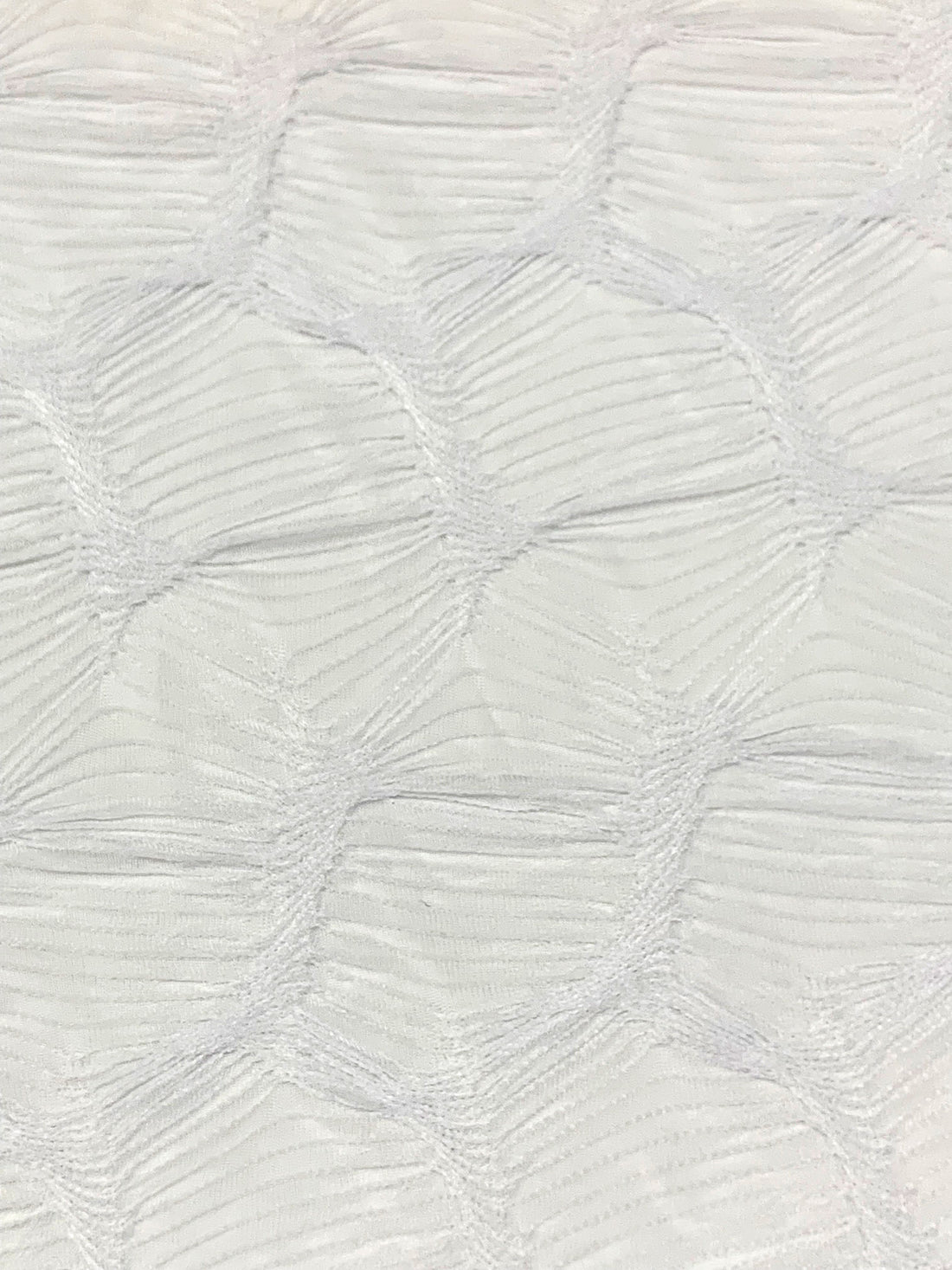 White Polyester/Lycra Pleated Novelty Mesh Knit 56W
