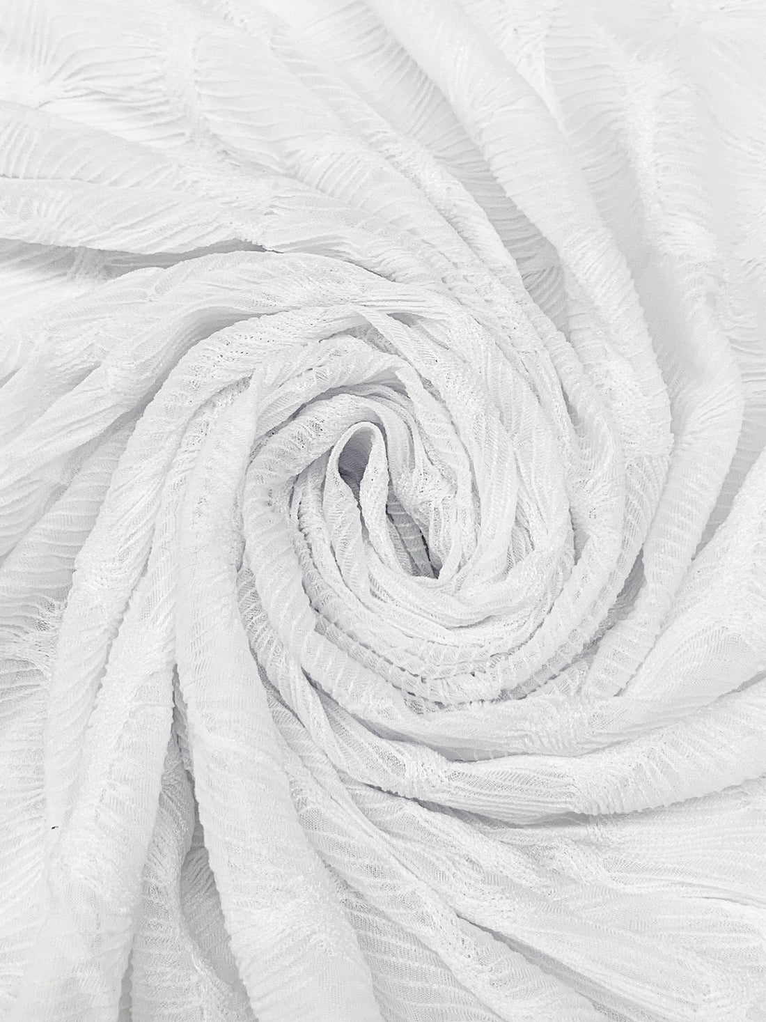White Polyester/Lycra Pleated Novelty Mesh Knit 56W