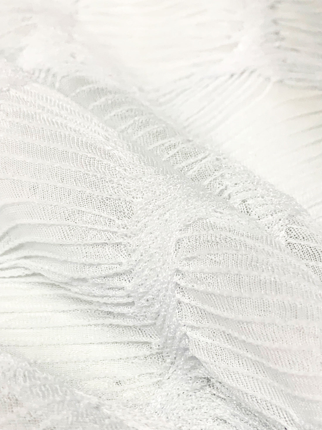 White Polyester/Lycra Pleated Novelty Mesh Knit 56W