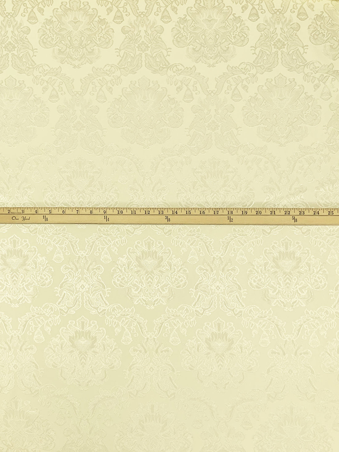 Cream 100% Polyester Floral Damask Weave Brocade 58W