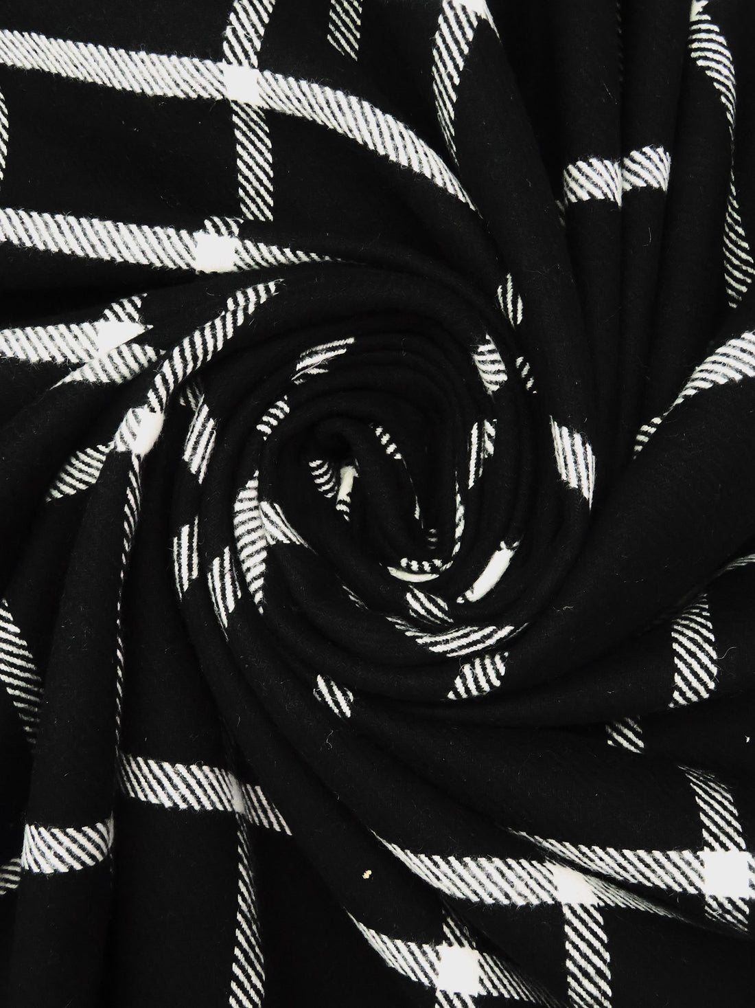 Black/White Wool/Polyester Plaid Weave Flannel Suiting - NY Designer - 56W