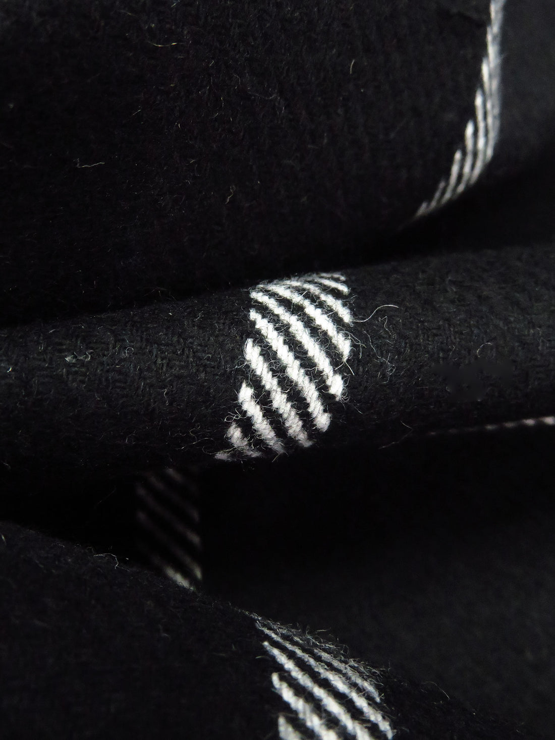 Black/White Wool/Polyester Plaid Weave Flannel Suiting - NY Designer - 56W