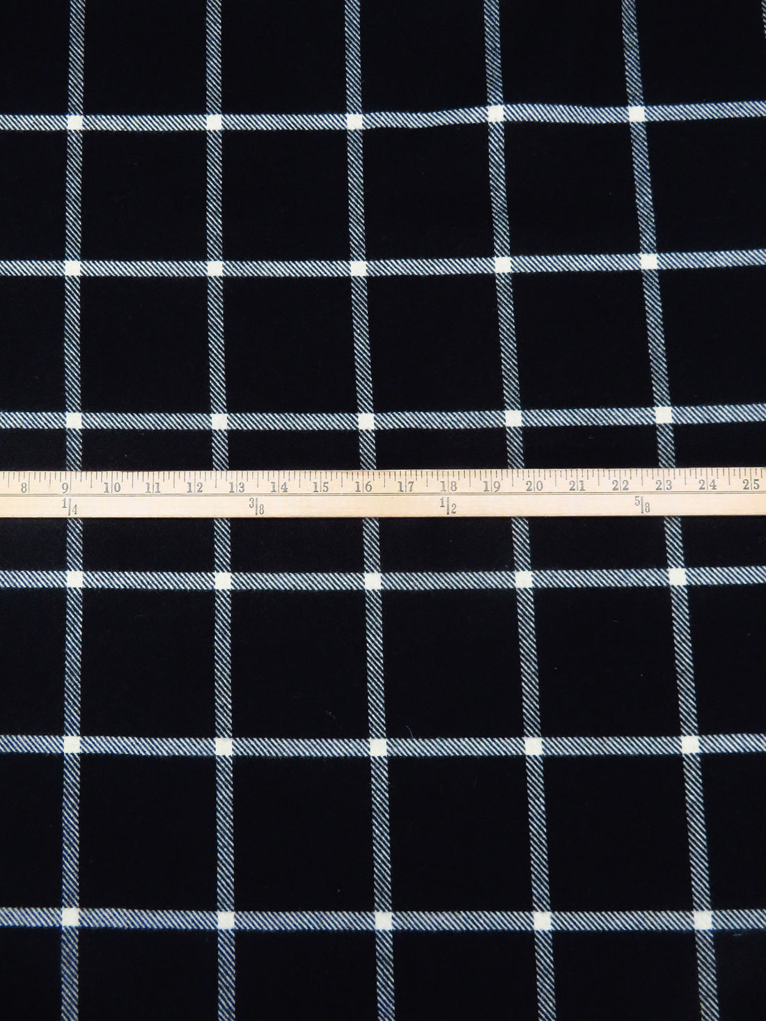 Black/White Wool/Polyester Plaid Weave Flannel Suiting - NY Designer - 56W