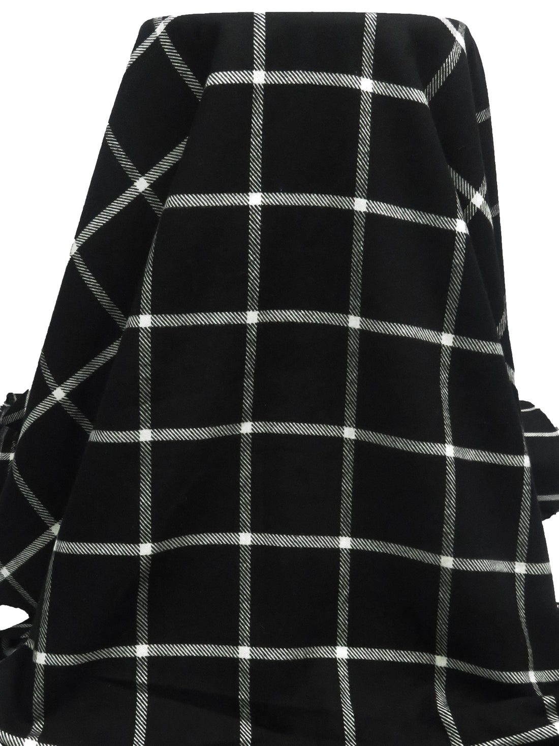 Black/White Wool/Polyester Plaid Weave Flannel Suiting - NY Designer - 56W