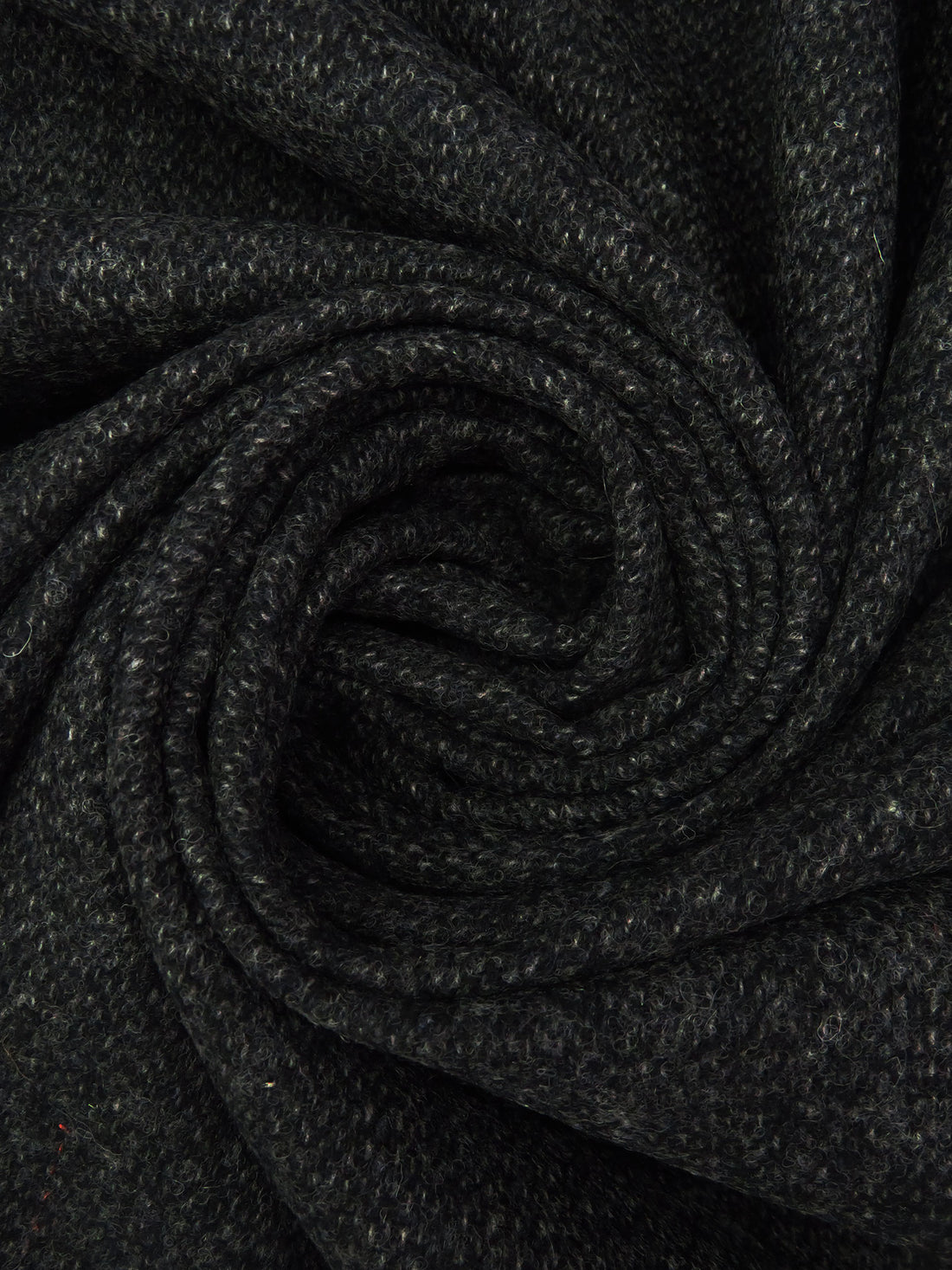 Black/Dim Gray 100% Wool Tweed Heathered Flannel Suiting - NY Designer - 60W