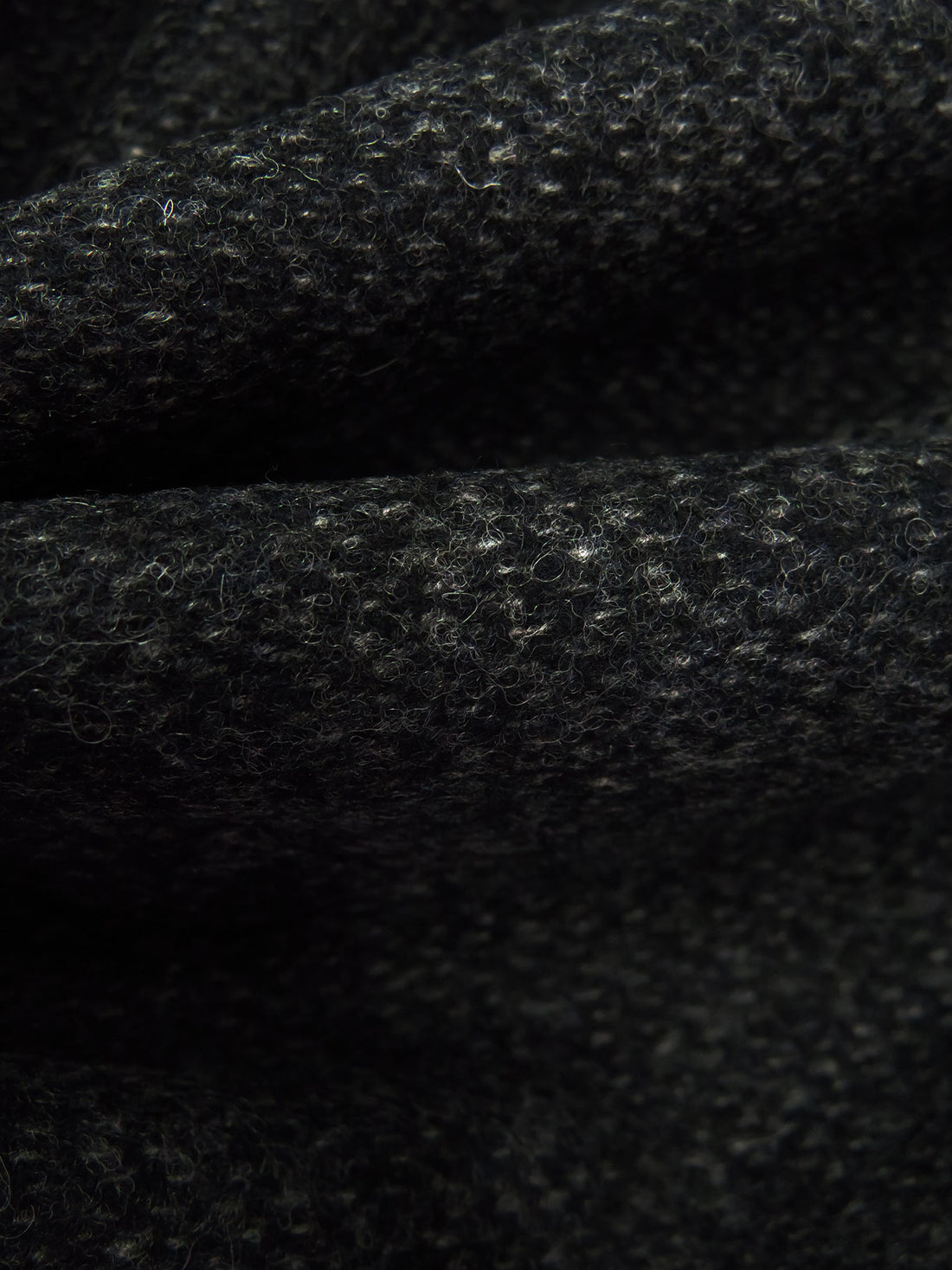 Black/Dim Gray 100% Wool Tweed Heathered Flannel Suiting - NY Designer - 60W