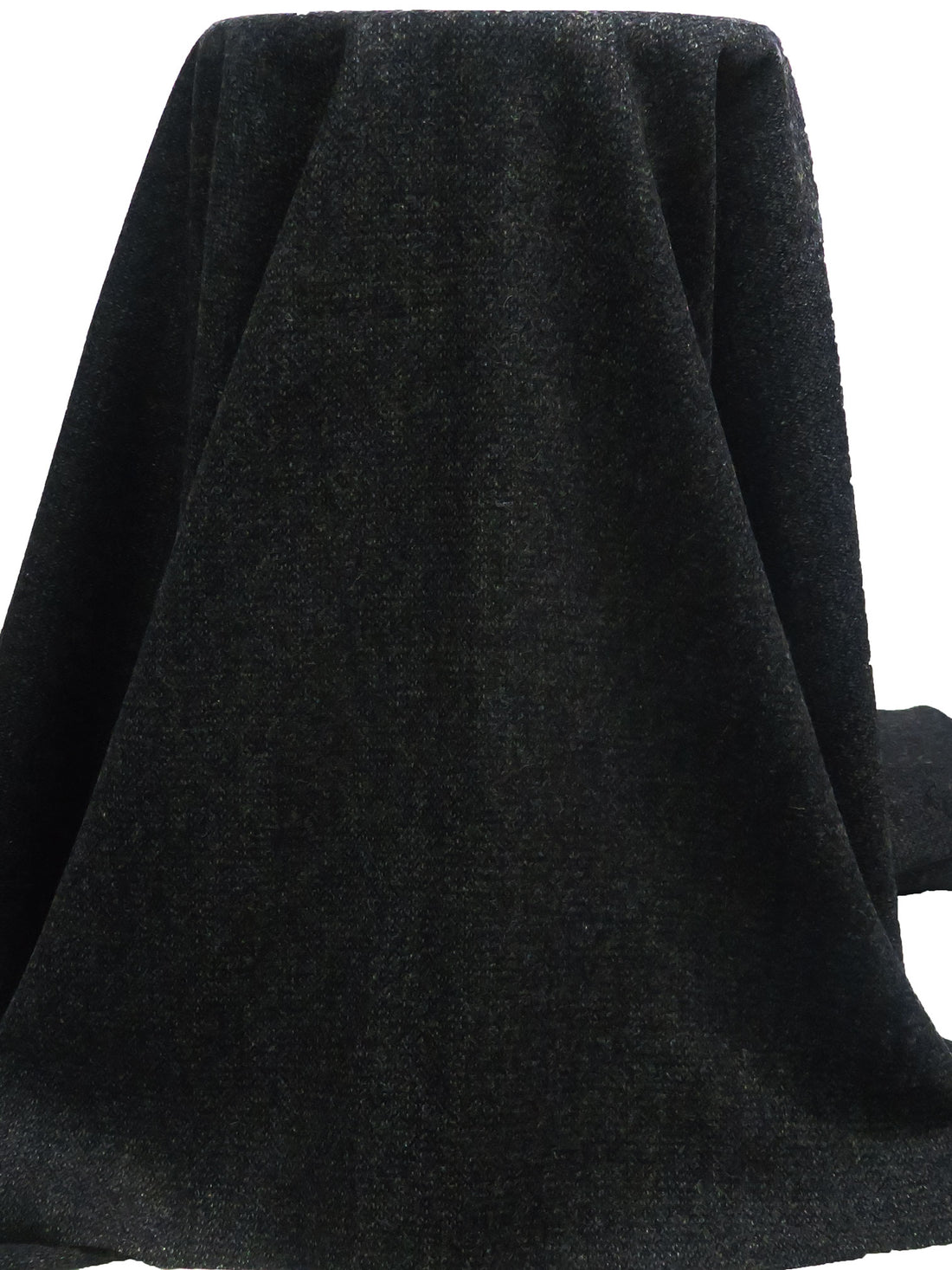 Black/Dim Gray 100% Wool Tweed Heathered Flannel Suiting - NY Designer - 60W