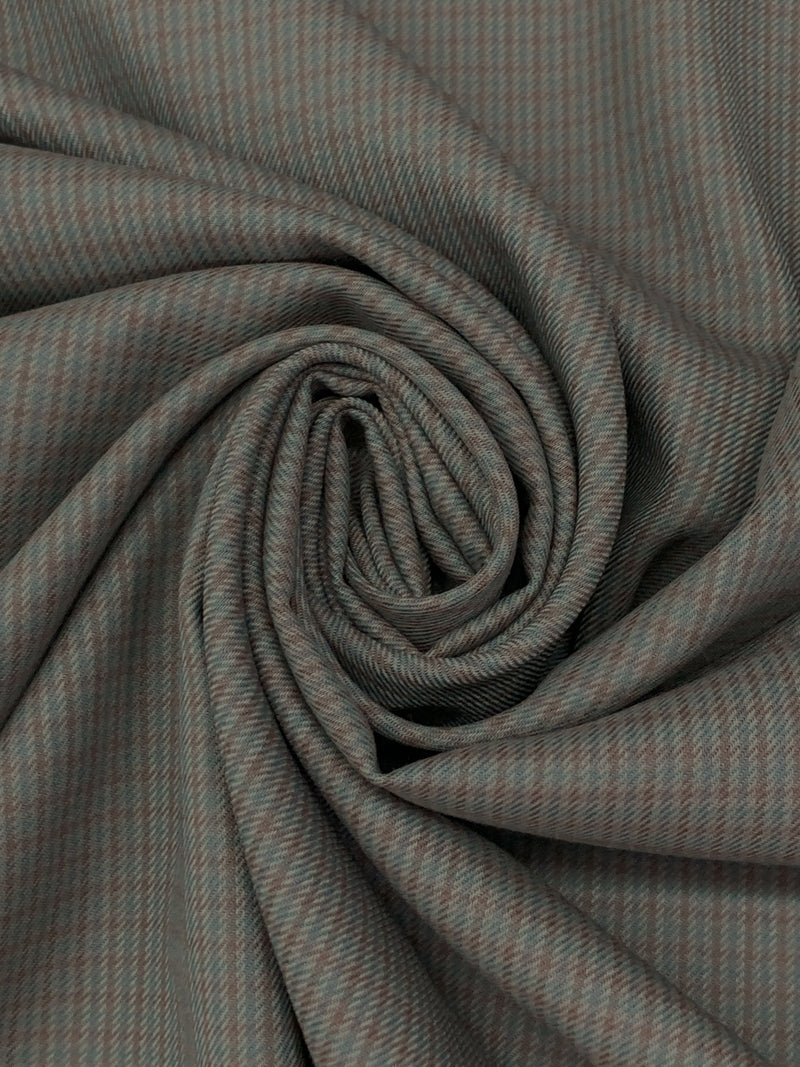 Slate Blue/Shale Gray/Dark Taupe 100% Worsted Wool Mini Plaid Suiting 60W