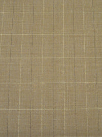 Camel/Sand/Cedar Brown 100% Worsted Wool Windowpane Plaid Weave Suiting 60W