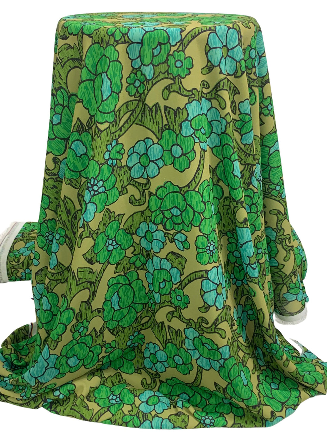 Palm Leaf Green/Pine/Black 100% Polyester Floral Print Georgette 56W