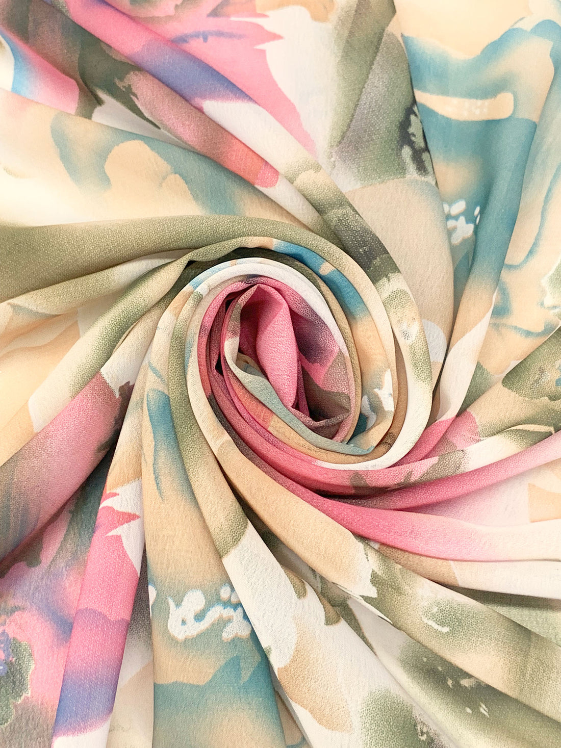Ruddy Pink/Tan/Multi 100% Polyester Floral Print Chiffon 56W