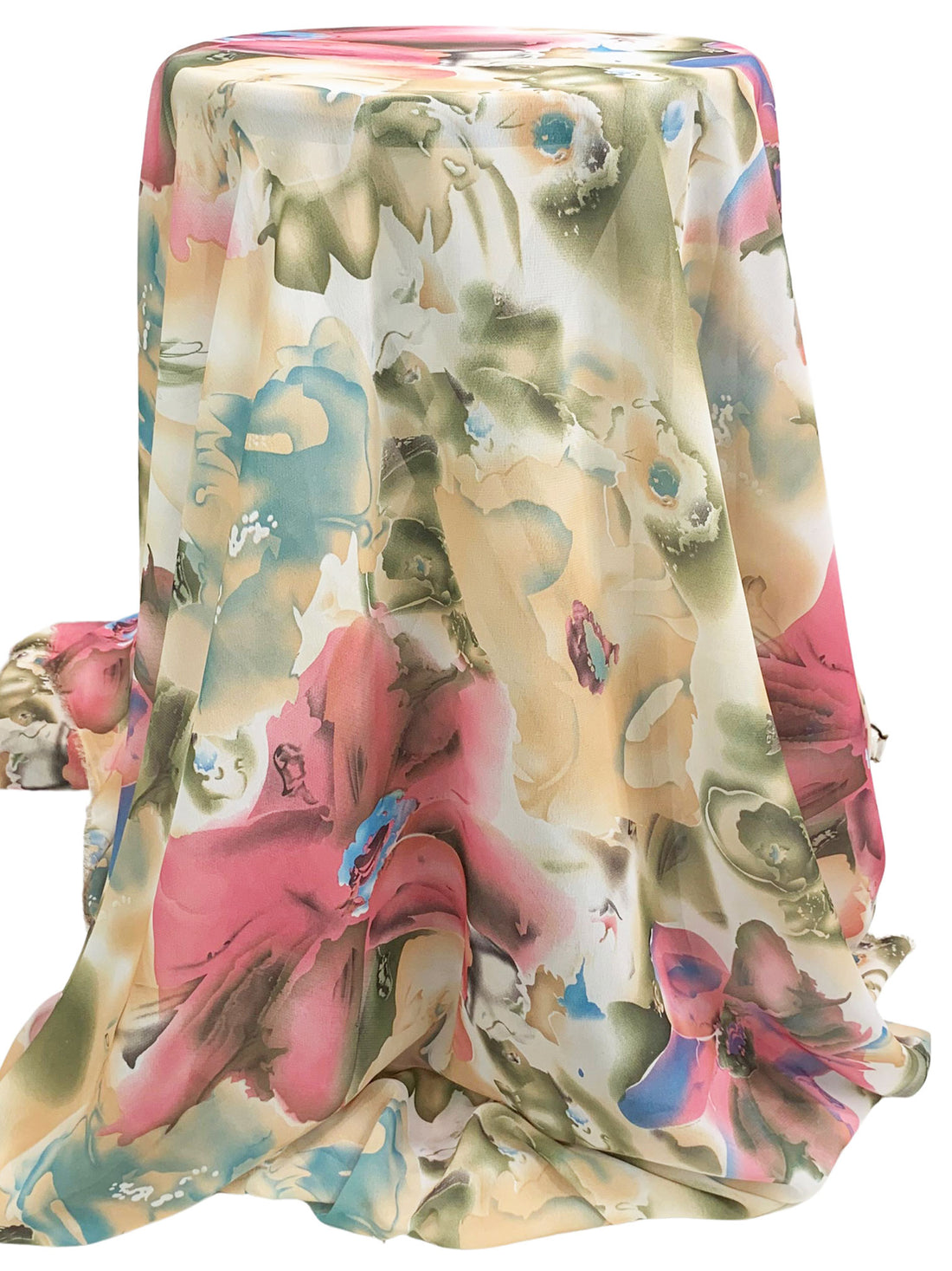 Ruddy Pink/Tan/Multi 100% Polyester Floral Print Chiffon 56W