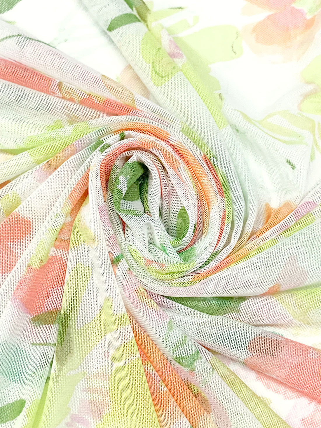 White/Limp Pulp/Apricot/Multi Polyester/Lycra Floral Print Mesh Knit 52W