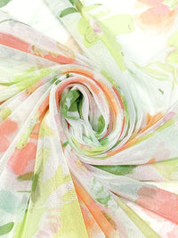 White/Limp Pulp/Apricot/Multi Polyester/Lycra Floral Print Mesh Knit 52W