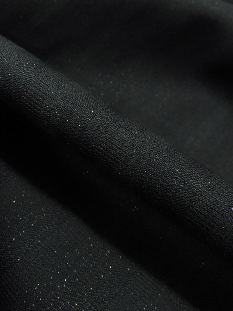 Black/Silver Wool/Metallic Vertical Novelty Stripe Shimmer Suiting 62W