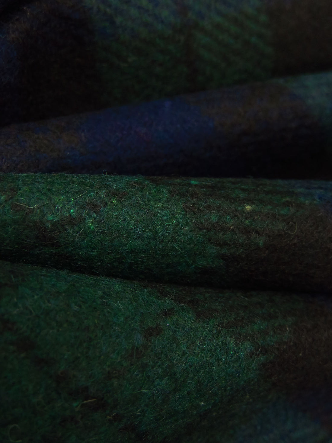 Dark Blue/Phthalo/Black Wool/Polyester Plaid Weave Suiting - NY Designer - 58W