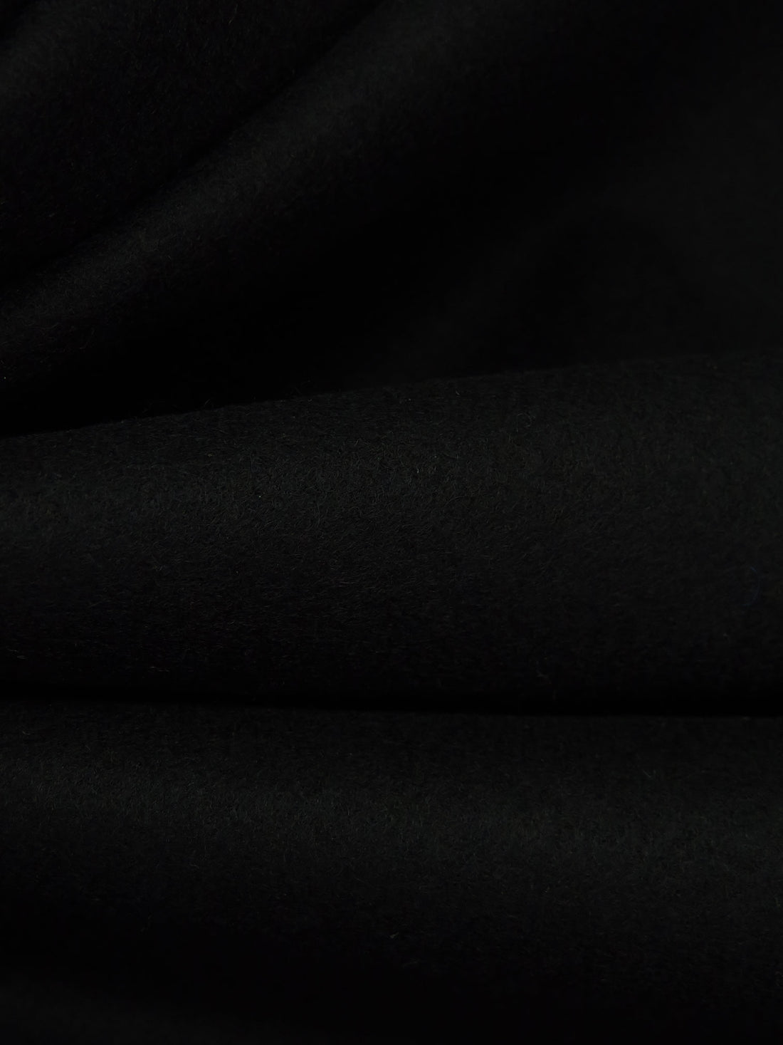 Pitch Black 100% Wool Melton Coating - NY Designer - 60W