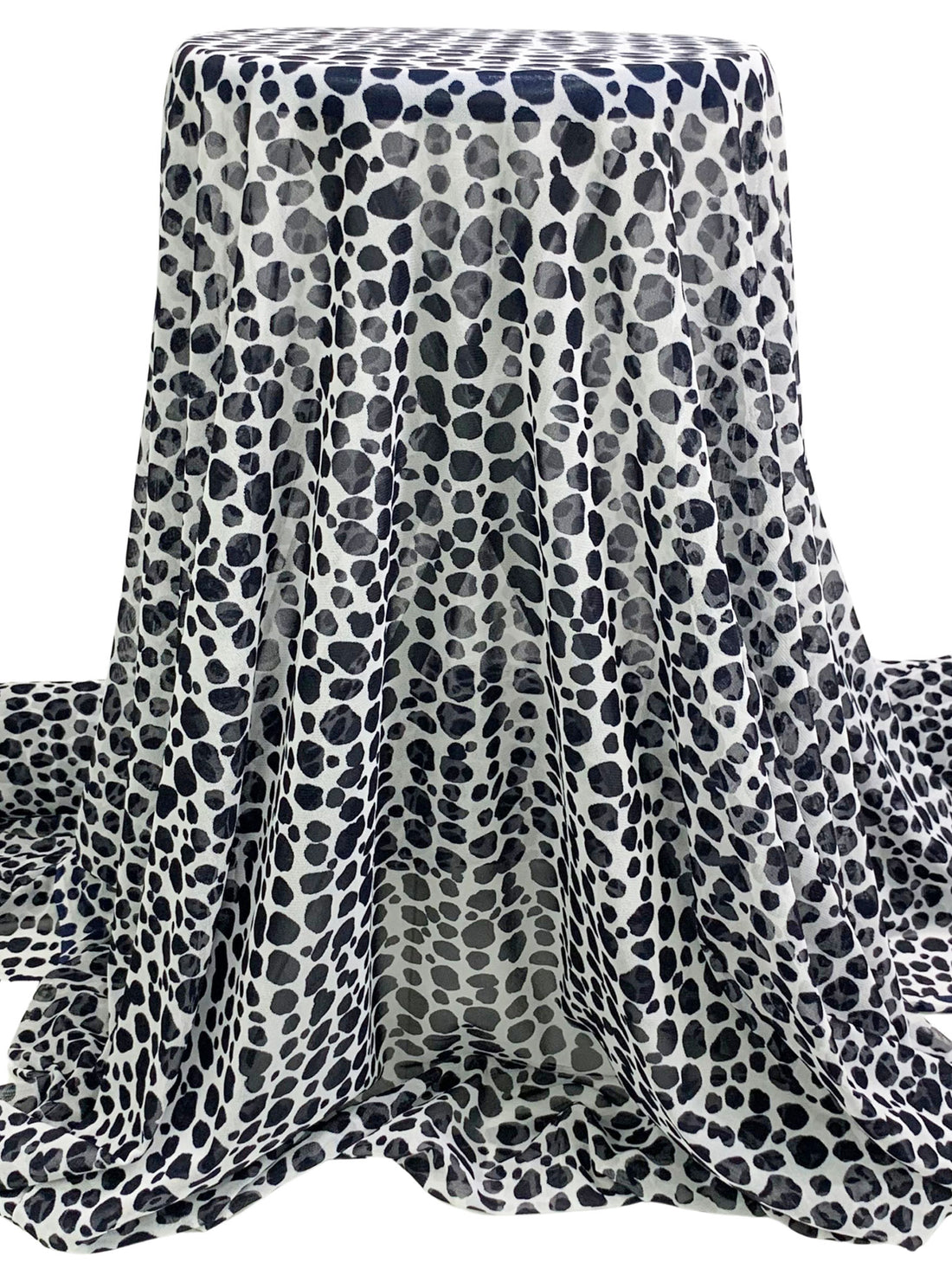 Midnight Navy/White Polyester/Lycra Abstract Pebble Print Mesh Knit 56W