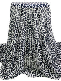 Midnight Navy/White Polyester/Lycra Abstract Pebble Print Mesh Knit 56W