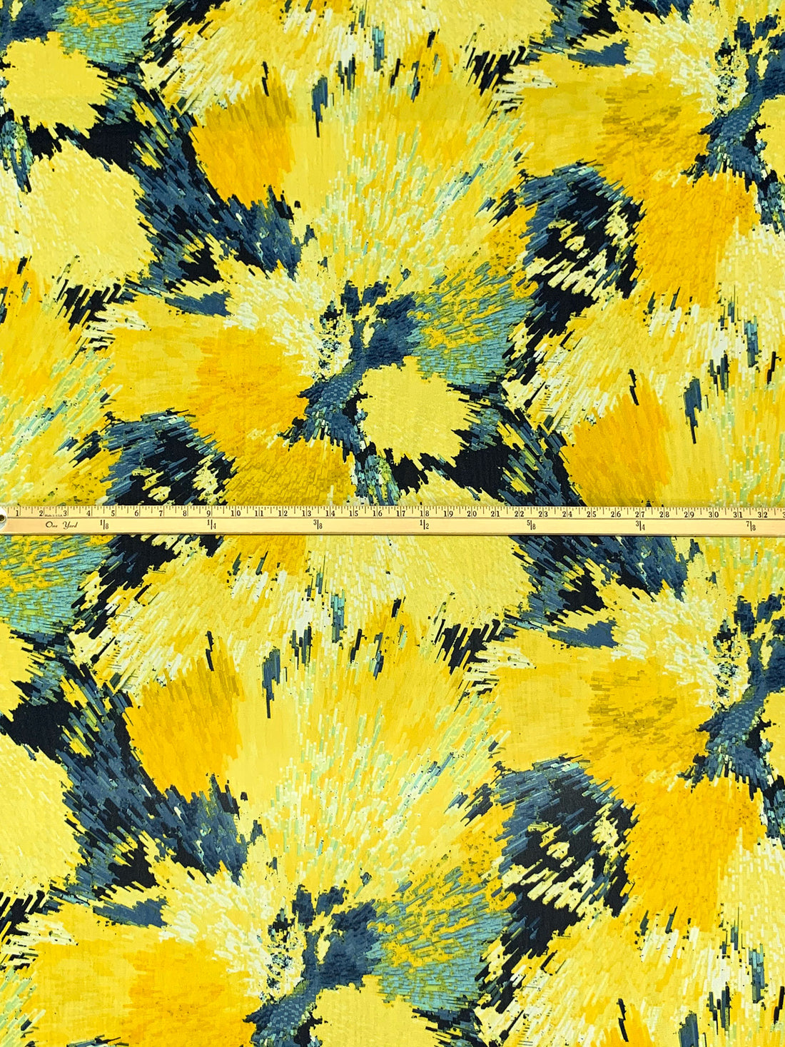 Canary/Storm Blue/Multi Polyester/Lycra Abstract Burst Print Mesh Knit 58W