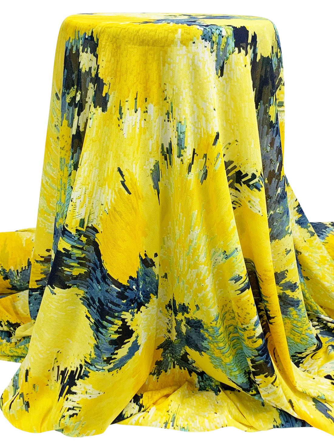 Canary/Storm Blue/Multi Polyester/Lycra Abstract Burst Print Mesh Knit 58W
