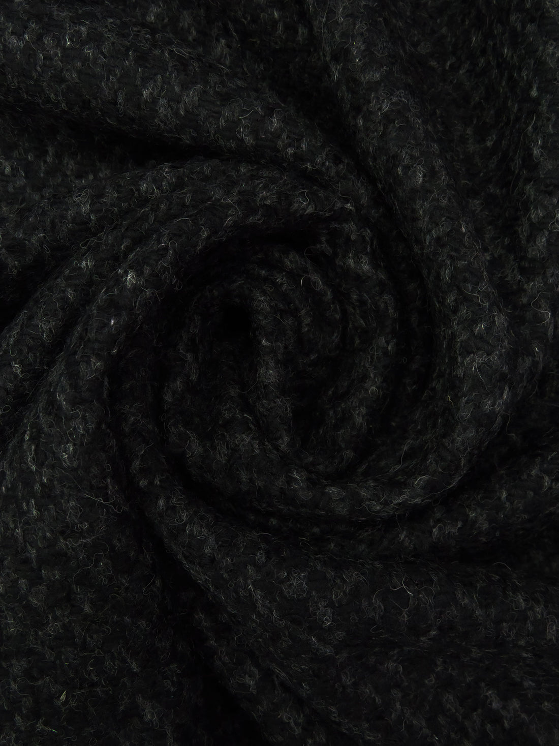 Black/Charcoal Gray 100% Wool Novelty Weave Boucle Coating - NY Designer - 56W