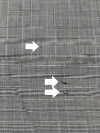 SOLD AS IS ONLY - Nickel Gray/Black/Copper Worsted Wool/Lycra Glen Plaid Stretch Suiting 62W