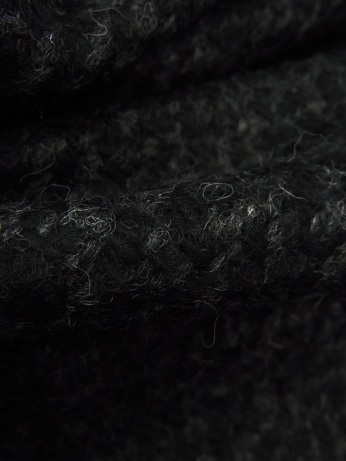 Black/Charcoal Gray 100% Wool Novelty Weave Boucle Coating - NY Designer - 56W