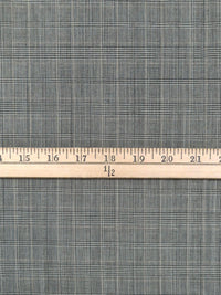 SOLD AS IS ONLY - Nickel Gray/Black/Copper Worsted Wool/Lycra Glen Plaid Stretch Suiting 62W