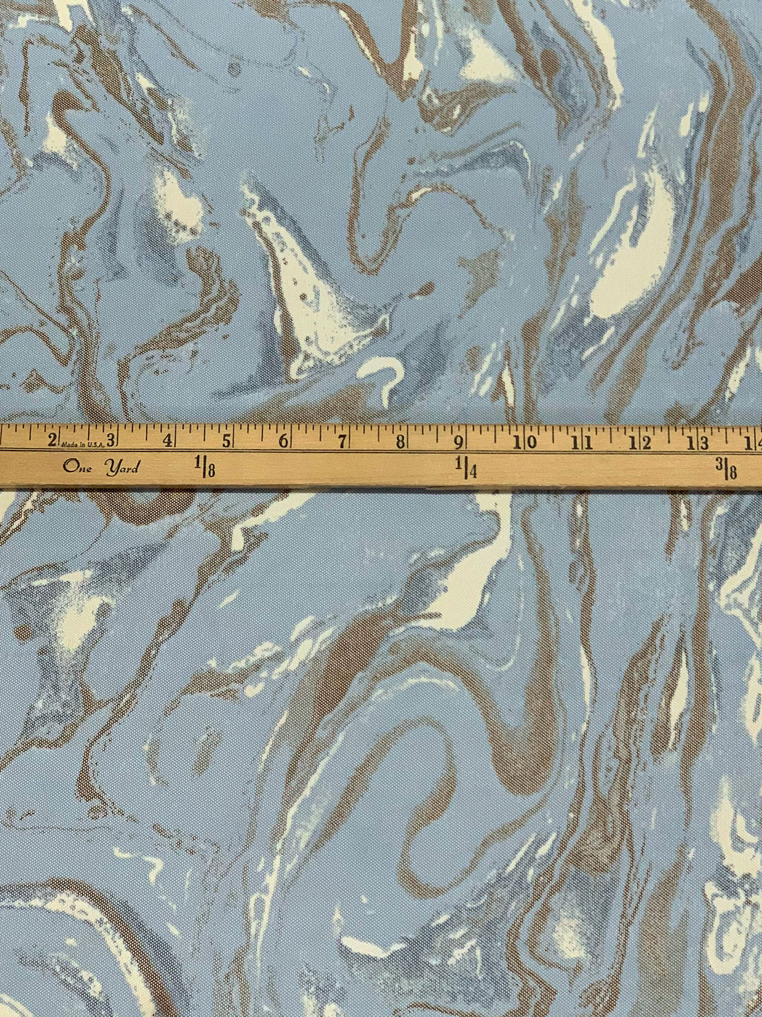 Shadow Blue/Brown/Off-White Polyester/Lycra Marble-Look Print Mesh Knit 53W