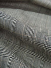 SOLD AS IS ONLY - Nickel Gray/Black/Copper Worsted Wool/Lycra Glen Plaid Stretch Suiting 62W