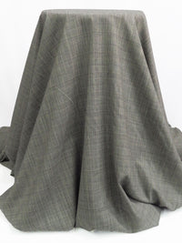 SOLD AS IS ONLY - Nickel Gray/Black/Copper Worsted Wool/Lycra Glen Plaid Stretch Suiting 62W