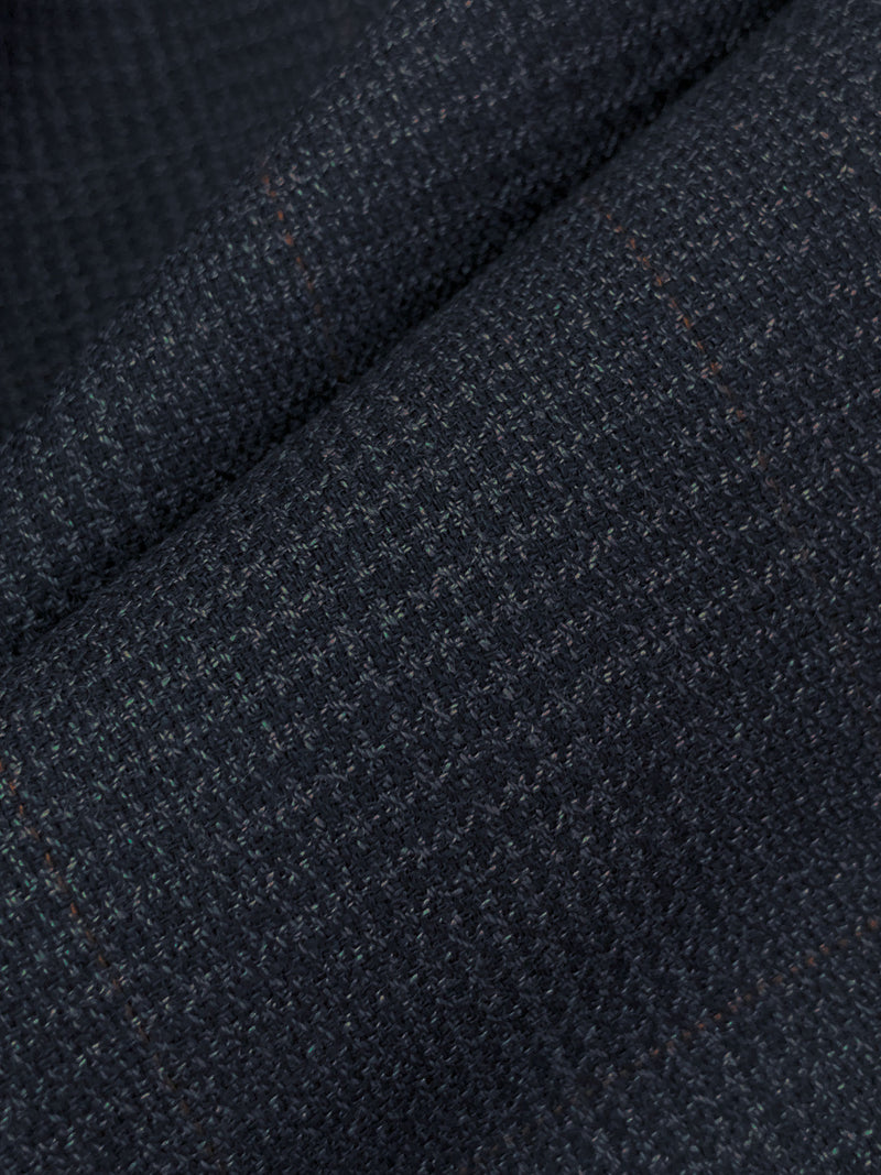 Dusty Navy/Brown 100% Worsted Wool Glen Plaid Suiting 60W