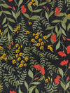 Muted Cool Black/Goldenrod/Vermilion 100% Rayon Floral Print Voile 58W