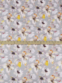 Steel Gray/Shadow Lilac/Butterscotch/Multi 100% Cotton Floral Print Voile 58W