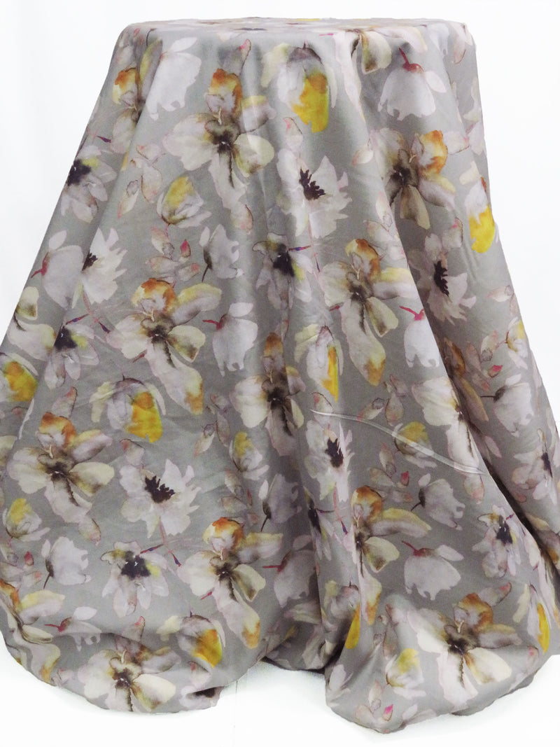 Steel Gray/Shadow Lilac/Butterscotch/Multi 100% Cotton Floral Print Voile 58W