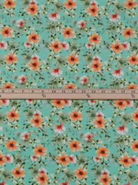 Spearmint/Coral/Sage/Multi 100% Rayon Floral Print Challis 56W