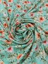 Spearmint/Coral/Sage/Multi 100% Rayon Floral Print Challis 56W