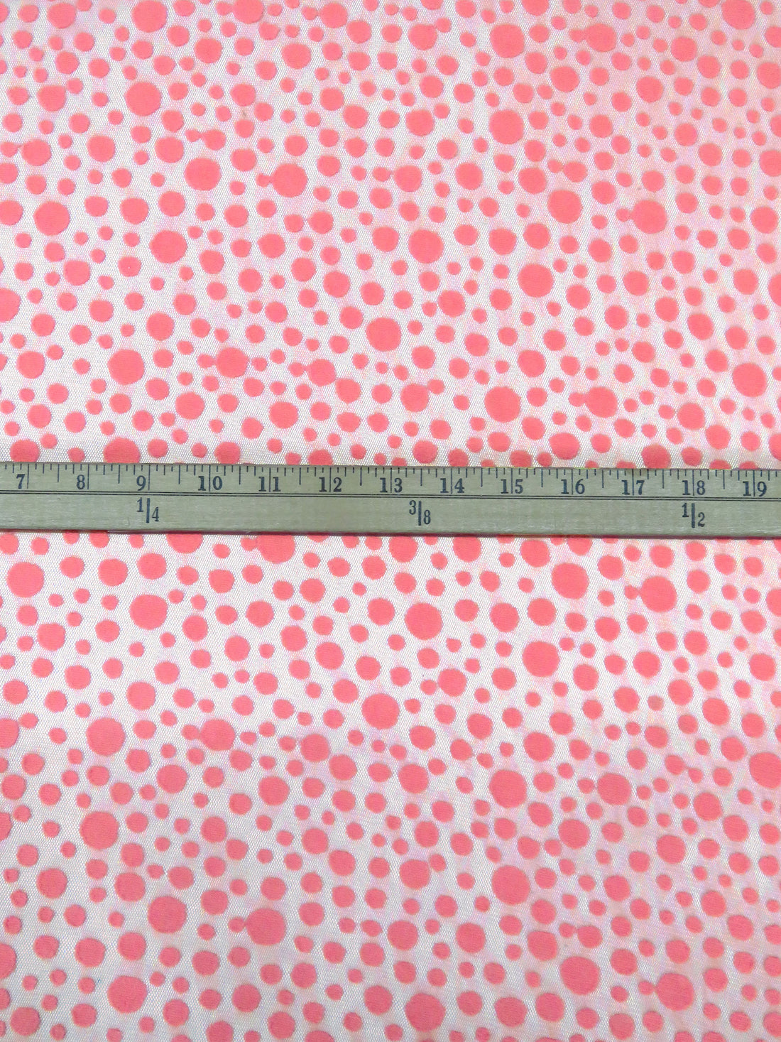 Coral Pink Polyester/Nylon Dot Embroidered Netting 56W