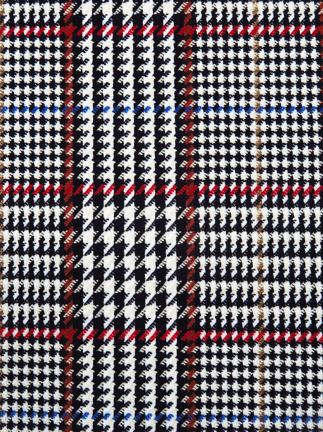 Black/Cornflower/Cream/Multi Wool/Polyester/Lycra Novelty Plaid Weave Stretch Suiting - NY Designer - 56W